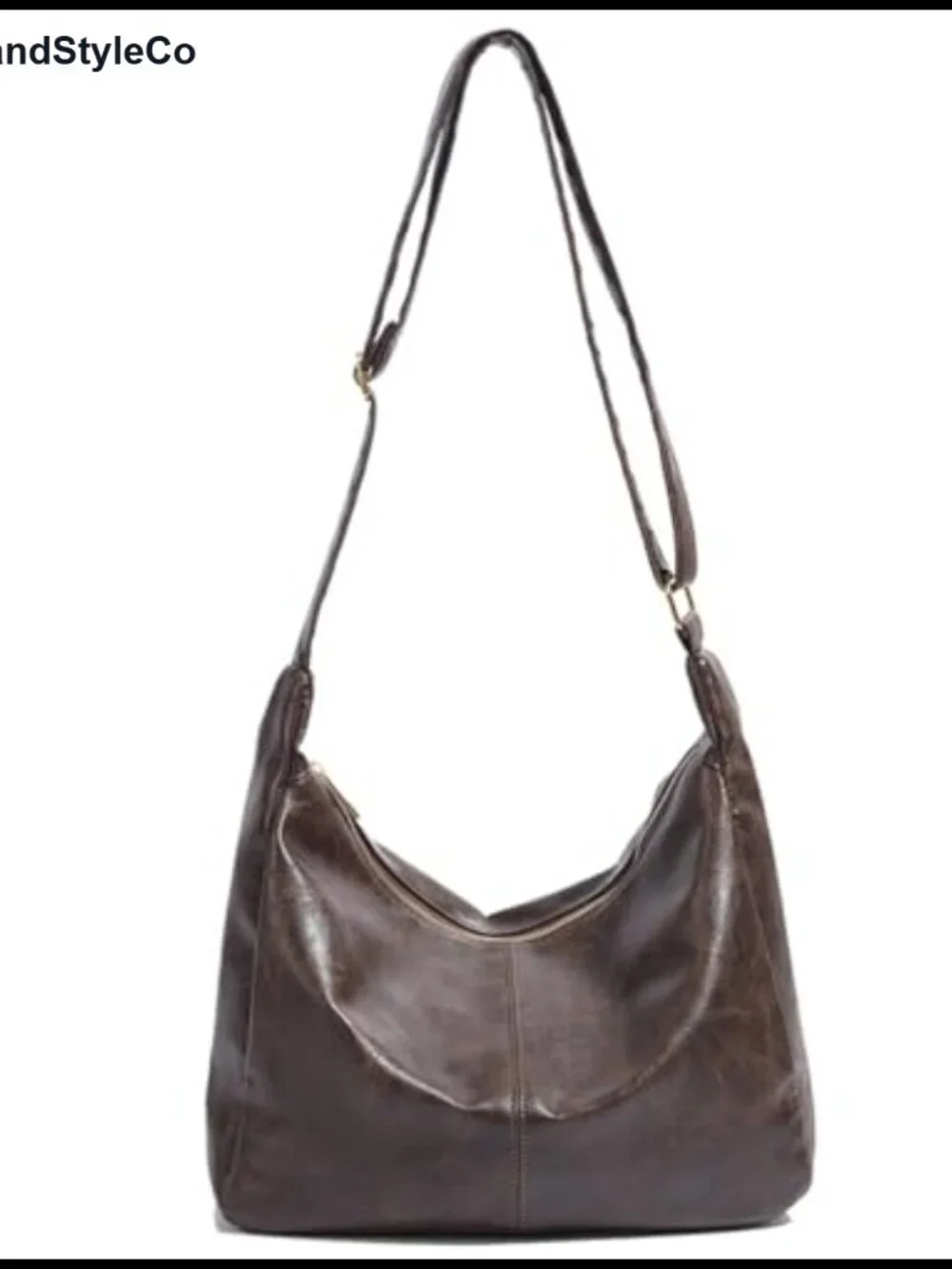 Vegan Leather Hobo Bag Slouchy Shoulder Purse Adjustable Strap Zipper